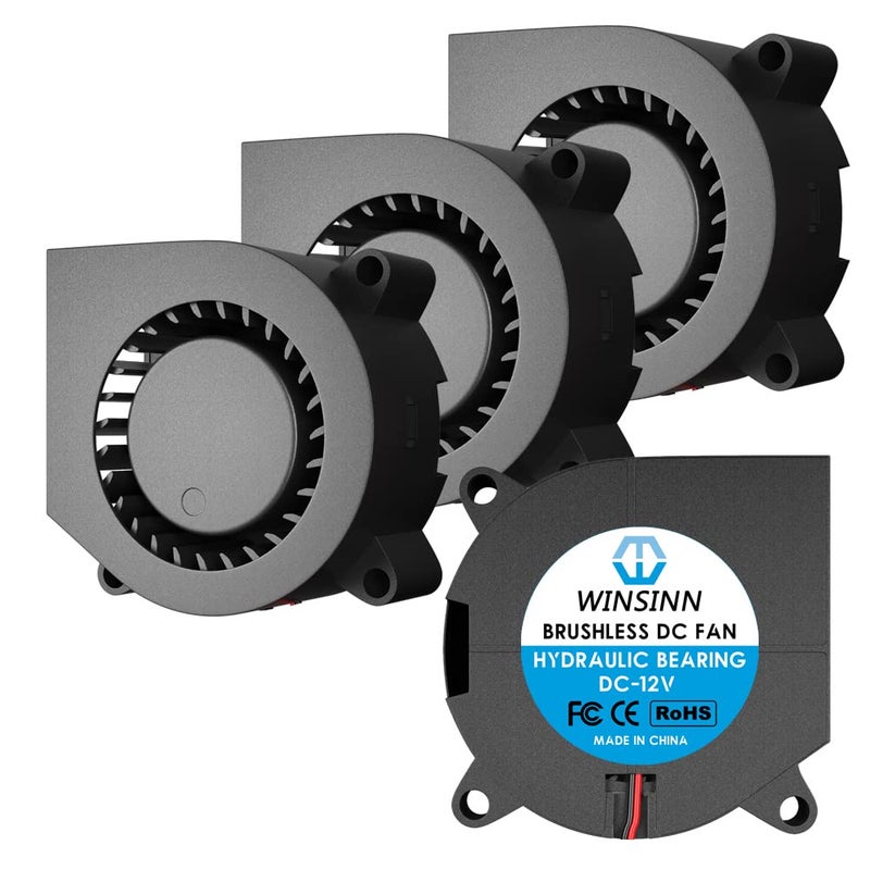 WINSINN 40mm Blower Fan 12V, 3D Printer Micro 12 Volt Fans Blower 4020 Hydraulic Bearing, 40mmx20mm 2PIN (Pack of 4Pcs) - Image 1